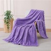 Linecooo Lavender Fleece Throw Blanket 50”×60” for Couch Sofa Bed