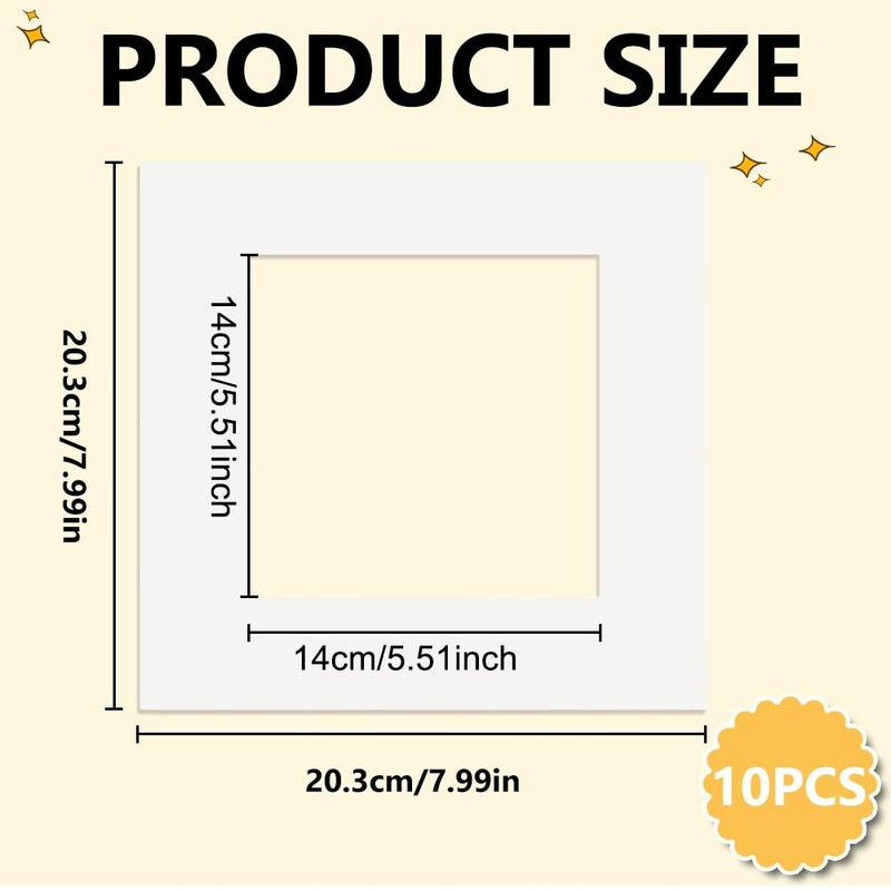 10pcs Picture Mounts, White Photo Mounts for Frames 8 X
