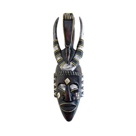 OMA African Wall Mask Sculpture Hand Carved Wooden Protection Lucky Tribal Tiki Wall Decor Hanging Home Gift Large Size (Fortune)