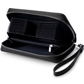 Huztencor Long Wallet, Card Case, For Men and Women, Magnetic Protection, Wallet, Card Slots, Stores 36 Cards, Large Capacity, Genuine Leather, Popular, Coin Purse, Unisex, RFID Identification, Oil