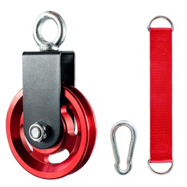 Exercise Equipment Cable Pulley with Hanging Strap and Carabiner, 3.74in/95mm Silent Rotation 360 Degree Pulley for Home Gym Pulley System Workout Equipment DIY Cable Pulley Lat Pulldown Attachments