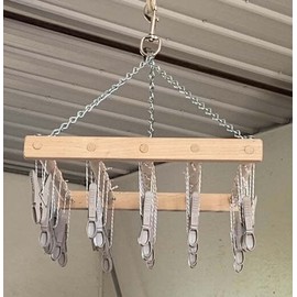 Saving Shepherd 25 AMISH CLOTHESPIN DRYING RACK - Handmade Super Grip Clothes Pin Hanger