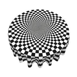 Cafl Round Tablecloth Checkered Circle Table Cloths Waterproof Table Cover for Wedding Party Dining Holiday Banquet