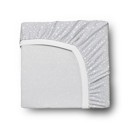 Love To Dream Fitted Crib Sheet Twin Pack, 100% Cotton Soft Jersey, Breathable Cot Sheets for Oval Mattress, Stardust Dusty Pink, Reusable Storage Bag (Stardust, Grey)