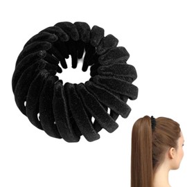 Magic Hair Clips - Bird Nest Hair Clips, Velvet Expandable Hair Bun Maker | Three Rows Of Teeth Styling Hair Clips, Hair Styling Accessories For Making Ponytail, Bun And Hairpin (Black)