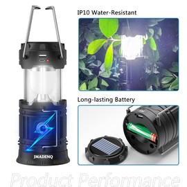 2024 Rechargeable Mini Solar Camp Lanterns - Collapsible Portable LED Camping Lantern for Power Outages Lightweight Flashlight Survival Kits for Indoor Outdoor Tent Home Emergency Essentials Hiking