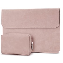 TECOOL 13.3 Inch Laptop Case Leather Waterproof Bag for 2012-2020 2022 MacBook Air/Pro 13 13.6 M2 M1,2021-2023 MacBook Pro 14 M3 M2 M1 A2918/A2992/A2442/A2779, Surface 5-1,baby pink