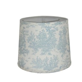 Albert Estate LTD, Light Blue Toile Lamp Shade, 10",Hardback, Washer Fitter