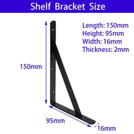 Shelf Bracket JINLINY 10 Pack Triangular Design Metal Shelf Supports Right Angle Brackets with Screws for Wood Furniture, Cabinet, Chairs Small Modern Wall Brackets Hanger (6 Inch)