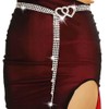 CanB Rhinestone Waist Belt Crystal Waist Dress Belt Silver Chain