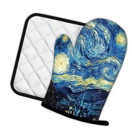 The Starry Night Oven Mitts and Pot Holders Kitchen Cooking Gloves 2 Pcs Set Heat Resistant Pad for Baking BBQ Home Decor