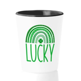 Bubble Hugs St Patrick's Day Shot Glass - Luck - Saint Patricks Day irish shamrock home party leprechaun wreath four leaf clover 11oz White