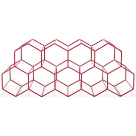 NAT & Jules Honeycomb Crimson Red Iron Metal Tabletop Wine Rack, Large - Perfect for Kitchen Countertop, Pantry or Cabinets Display or Storage - Holds 12 Bottles, Red