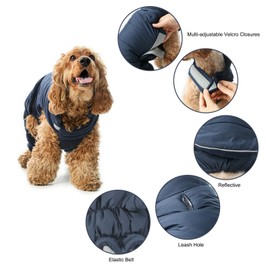 BICOPET Dog Coats for Small, Large Dogs Winter Waterproof, Reversible Dog Jackets, Reflective Adjustable Pet Snowsuit Clothes Turtleneck Fleece Vest for Medium Dogs Puffer Jacket-Blue, XL