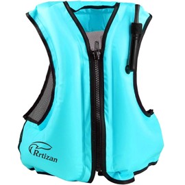 Rrtizan Snorkel Vest Adults, Inflatable Snorkel Vest Adults, Swim Vest Adult for Kayaking, Swimming, Snorkeling (Blue, S-M)