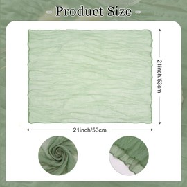 LUKDUNG Pack of 12 Napkins, Boho Gauze Cheesecloth Napkins, 50 x 50 cm, Gauze Napkins for Party, Weddings, Home, Bridal Showers, Table Decorations, Sage Green