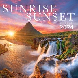 Sunrise Sunset 2023 Hangable Monthly Wall Calendar,12"x24",Sturdy & Thick Large Full Page 16 Months,Desert Beach Mountain Ocean Parks Paradise Vacation Photo Gift,Organizing & Planning