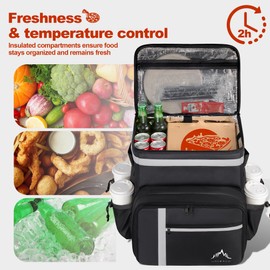 GoHimal Food Delivery Backpack, Insulated Food Delivery Bags for Takeout Bike, Large Pizza Takeout Bag for HOT/COLD with 4 Pockets Reflective Perfect for Uber Eats, Camping & Beach