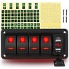 GOOACC 4 Gang Rocker Switch Panel Red Backlit with 4.8
