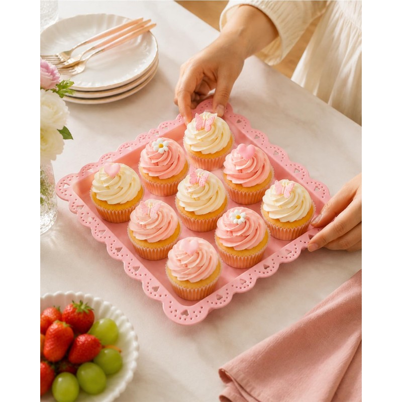 Zitonyang Plastic Serving Tray, 24 Pack Catering Trays Square Serving