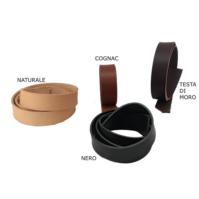 Leather strips of 30 mm, Cognac