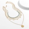 Rrdaily 4Pcs Gold Turquoise Beads Layered Necklace for Women,Stylish Stacking