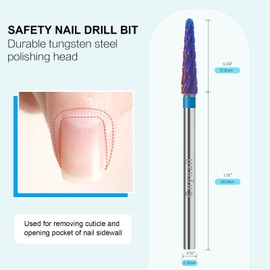 Cnynail 3/32" Small Cone Clean Medium Grit Carbide Cuticle Cleaner Bit for Electric Nail Drills – Professional Manicure Tool for Nail Salons and Home Use (M Grit. Purple)
