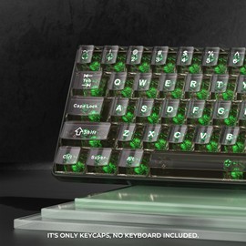 HITIME XVX Clear keycaps, Black Transparent Keycaps 60 65 75 100 Percent, Crystal Ceramic Custom Key Cap Set 124 Keys, Cherry Profile, Shine Through, Cute Style for Mechanical Keyboards