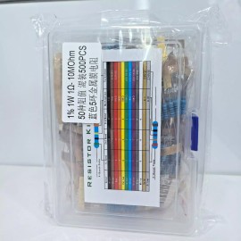 BENTON 500pcs metal film resistors kit 50 values 1R-10MR Mixed Resistors Package 1%
