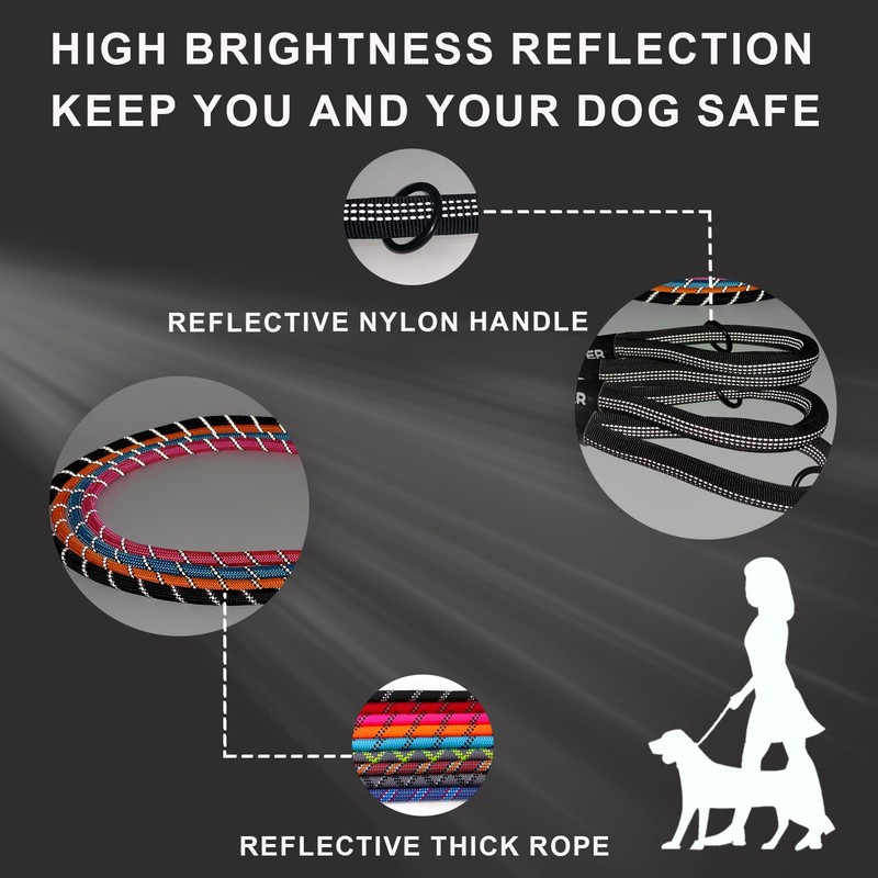 ZALER Short Dog Leash, 18 Inches Rope Traffic Leashes for