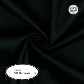 VmG-Store 2 m Cotton Fabric, Plain, 100% Cotton, Oeko-Tex, No Sold by the Metre, Over 70 Colours to Choose From (001, Black)
