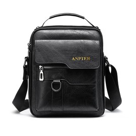 ANPTER Shoulder Bag for Men Messenger Bag PU Leather Crossbody Handbag Satchel Sling Bags Side Bag for School Travel Work Hiking Daily Use (Men Shoulder Bag for Black1)