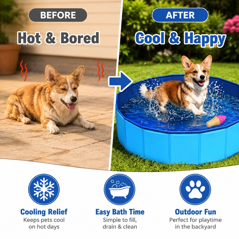 Foldable Pet Swimming Pool for Dogs – Portable PVC Bathing