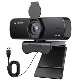 Cámara Web 4K para PC con Micrófono, Enfoque Automático Mejorado, Baja Distorsión, Cubierta de Privacidad, USB para Zoom, Skype, Equipos, Portátil, Re