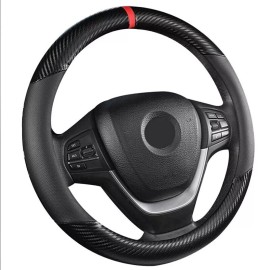 Geartronics For Toyota Car Steering Wheel Cover Carbon Black Leather Anti-slip Accessories