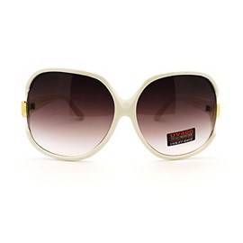 Womens Extra Oversized Round Designer Fashion Butterfly Sunglasses White