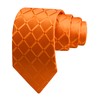 GUSLESON Orange Tie for Men Wedding Solid Silk Plaid Checkered