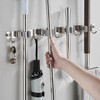 Stainless steel cleaning tool organizer 4-piece 5-hook wall-mounted storage item gray 4-piece 5 hooks