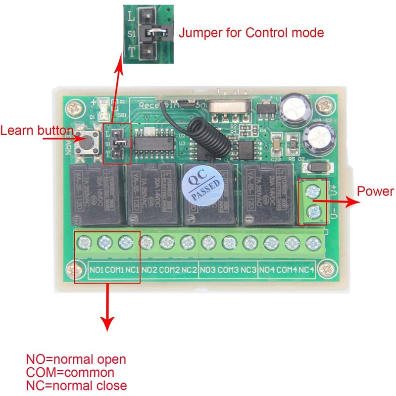 12V 4 Channels 433Mhz Wireless Remote Control Switch with Industrial