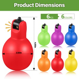 Rotatingpals 6 Pcs Hand Squeeze Whistles with Lanyards Multicolored Coach Whistle for Coaches Referees Handheld Whistle Sports Whistle for Indoor Outdoor Home School Sports, Soft PVC