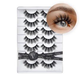 VieVie False Lashes Strip Fake Eyelashes Natural to Dramatic Look Faux Mink Eye Lash Lightweight Wispies 7 Pairs