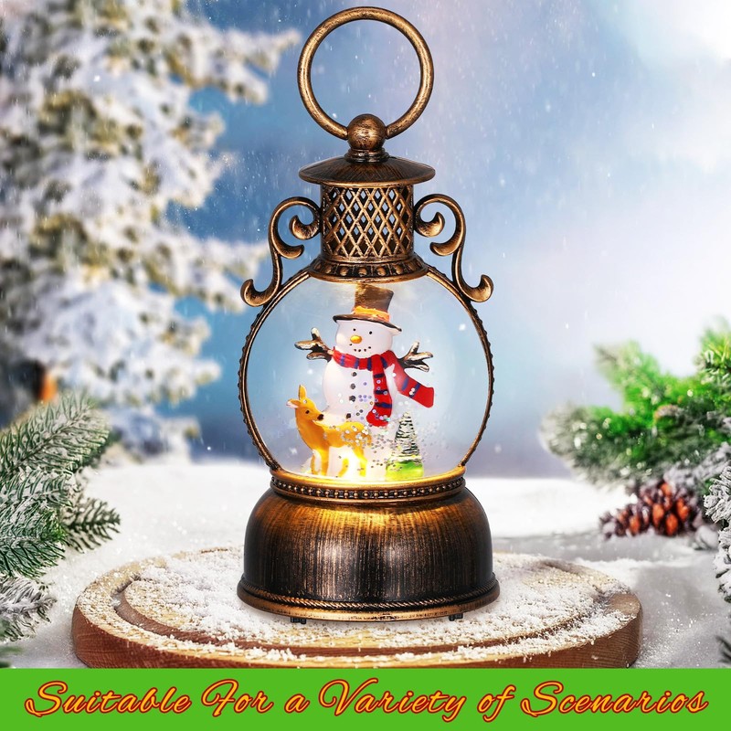 POPETPOP Christmas Lantern Snow Globe with Music: Musical Snowman Globe