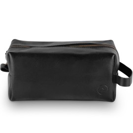 Northridge Leather Premium Leather Toiletry Bag For Men - Travel Bag, Shaving Kit Bag & Toiletry Organizer - Full Grain Leather (Single Zip, Brown)