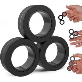 BUNMO Magnetic Fidget Rings Adults Kids Black Spin Play