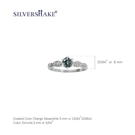 Silvershake Simulated Color Change Alexandrite and White Cubic Zirconia 925 Sterling Silver Engagement Ring Size 5