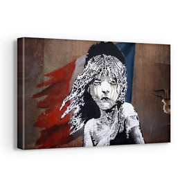 Banksy Graffiti Street Art Canvas Collections. Ready to Hang.Made in USA #FULL1 (36in x 24in Gallery Wrapped, Banksy Les Miserables Paris Canvas Art)