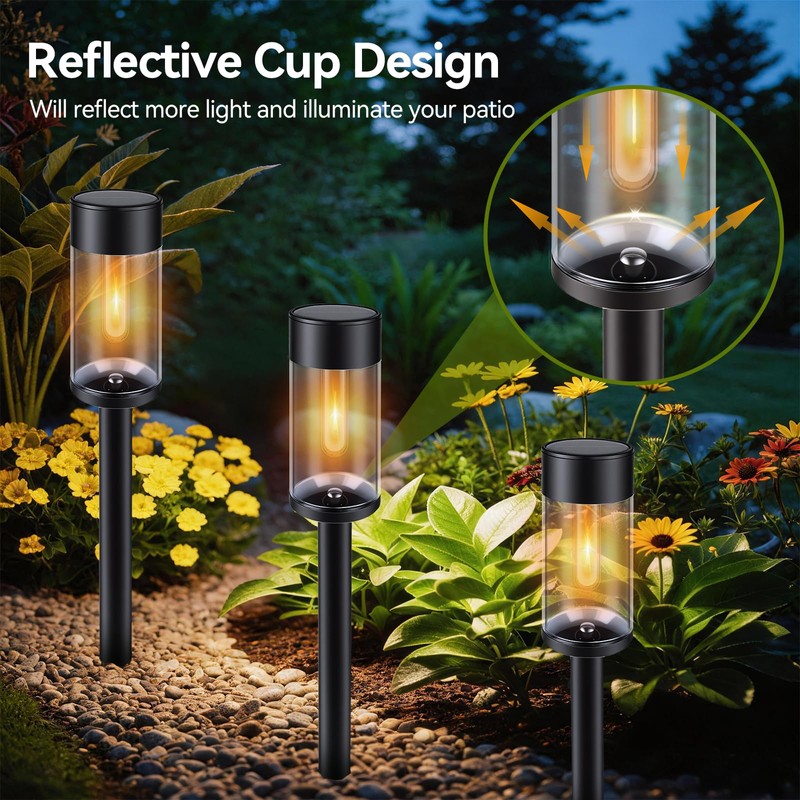 Sunshine Star LED Solar Pathway Lights Outdoor with Metal, 2
