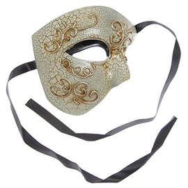 ILOVEMASKS Phantom of Opera Design Venetian Masquerade Party Mask - Silver Black