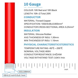 BNTECHGO 10 Gauge Silicone Wire 10 ft red and 10 ft Black Flexible 10 AWG Stranded Tinned Copper Wire