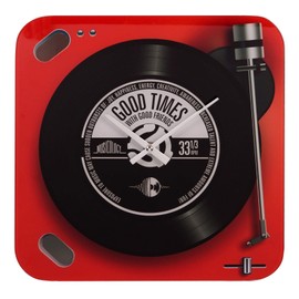 Widdop Musicology Red Record Player Wall Clock - 30cm